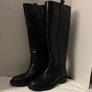 Black Faux Leather Knee-High Boots Size WMS 7 Pennie.